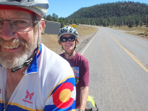 GDMBR: Dennis and Terry Struck on NM Hwy 53, looking for our turn-off.